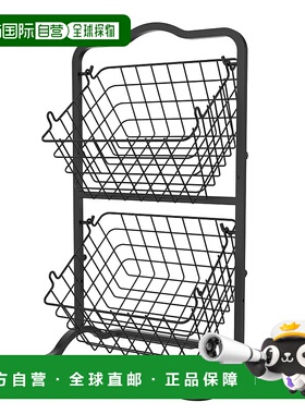 自营Oceanstar 2 层储物厨房金属丝篮架，黑色 - 黑色 美国奥莱直