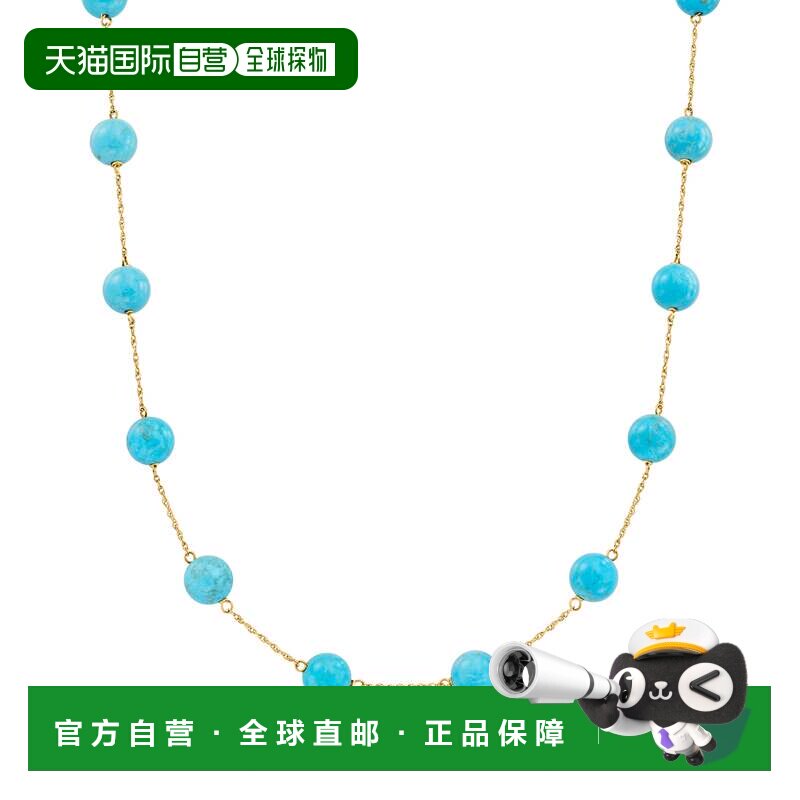 自营Ross-Simons绿松石珠站 8mm项链 14克拉黄金 美国奥莱直发