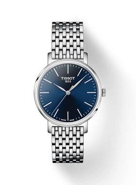 TISSOT/天梭 女蓝色不锈钢精钢石英表盘银色表带腕表34mm