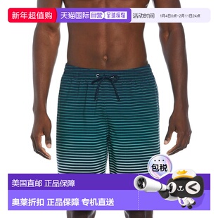 自营Nike Swim Trunks Men's  Navy Stretch Fade Stripe Drawstr