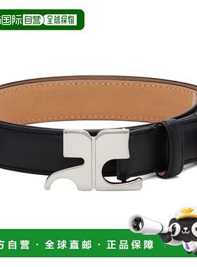 1h可退 香港直邮Courreges 男士 黑色 25MM AC Leather 腰带 125A