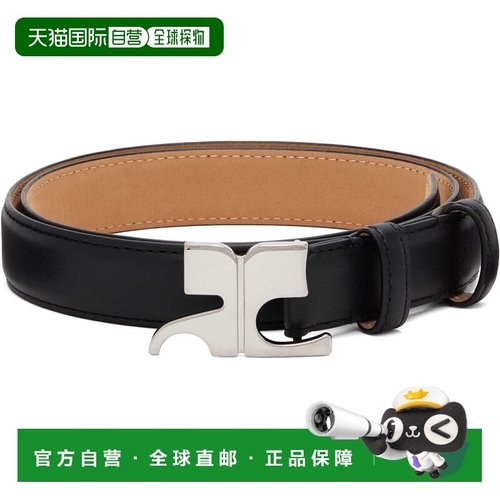 1h可退 香港直邮Courreges 男士 黑色 25MM AC Leather 腰带 125A