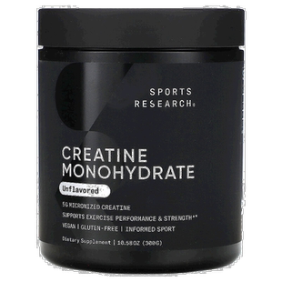 香港直邮Sports Research,一水肌酸,原味,10.58 盎司(300 克)