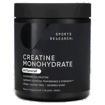 香港直邮Sports Research,一水肌酸，原味，10.58 盎司（300 克）