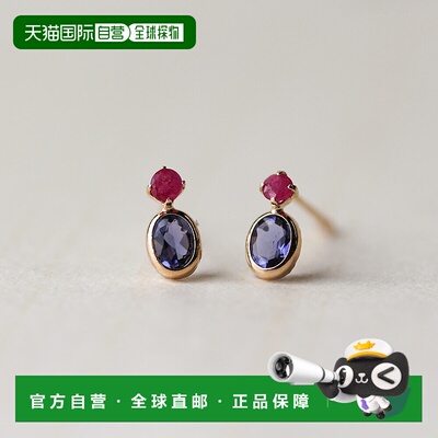 1h可退 日本直邮cui-cui K10YG 黄金耳钉 简约双宝石耳环