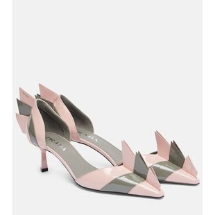 女士 普拉达 漆皮浅口鞋 pink粉色 潮奢 舒适时尚 Prada