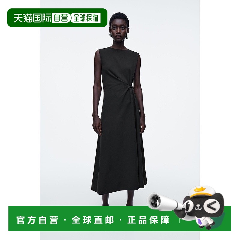 欧洲直邮自营COS 通勤休闲时尚百搭女士吊带黑色正式连衣裙新款