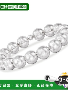 自营 Ross-Simons 意大利 12 毫米纯银珠子弹力手链 - 8 英寸 美