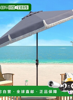 自营safavieh Milan Fringe 9Ft 曲柄户外按钮倾斜伞 橙色 【美国