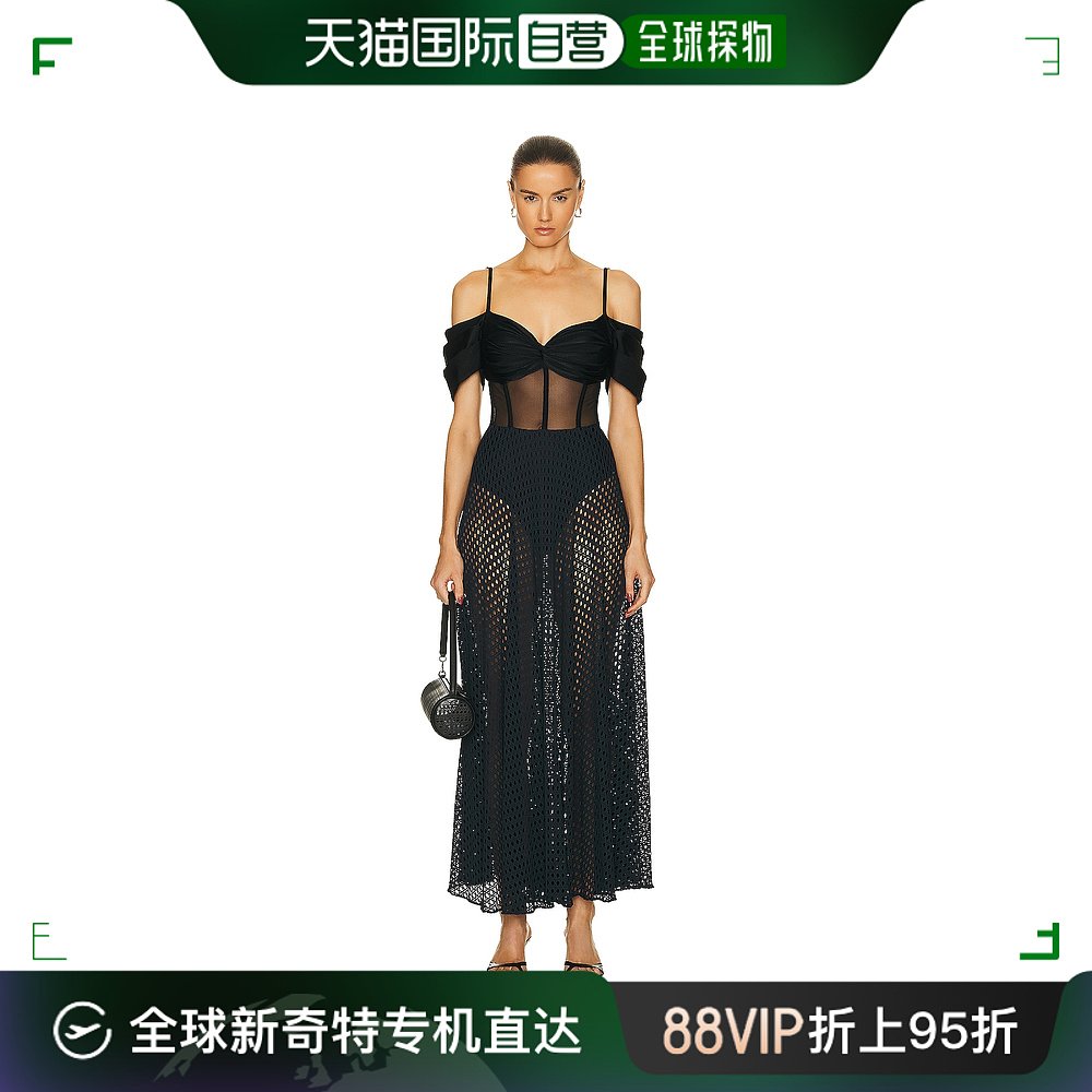 香港直邮潮奢 PATBO 女士 束腰网形长款连衣裙 VEL26563US 女装/女士精品 连衣裙 原图主图