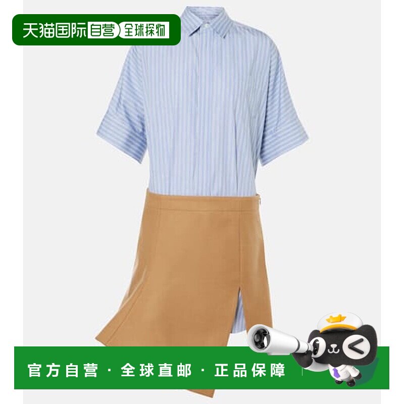 香港直邮Sacai 女士 麦尔登呢连衣裙羊毛棉府绸迷你A字裙