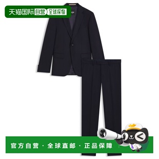 自营bossTwo-piece slim-fit suit in patterned virgin wool - d