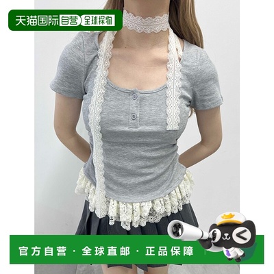 1h可退 日本直邮PHILLY 女士蕾丝颈带修身上衣 PWC25SS140针织衫