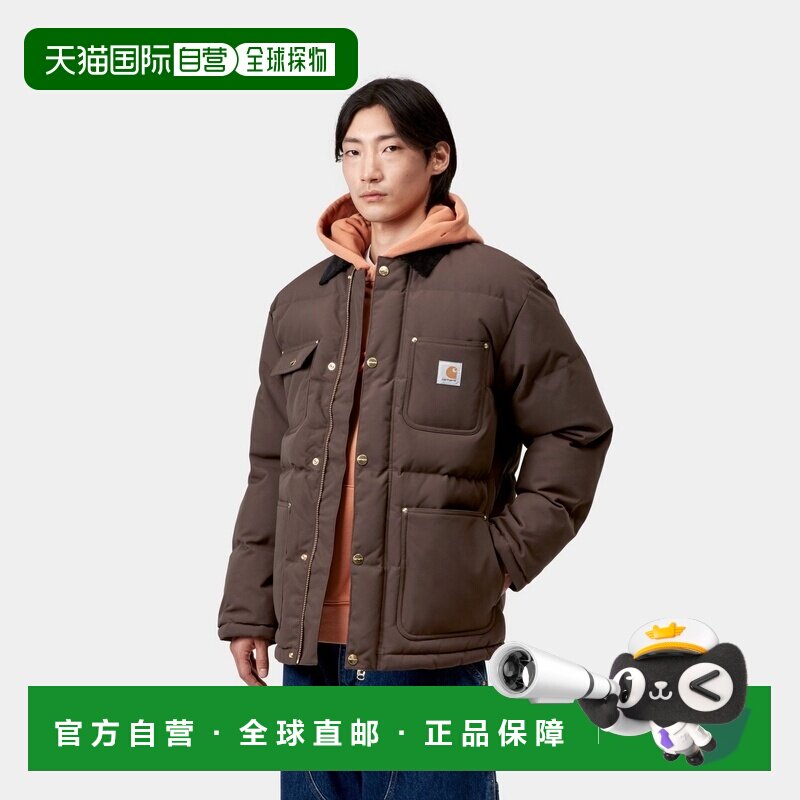 自营欧洲直邮Carhartt WIP Ray男士烟草棕/黑色尼龙防水夹克皮衣
