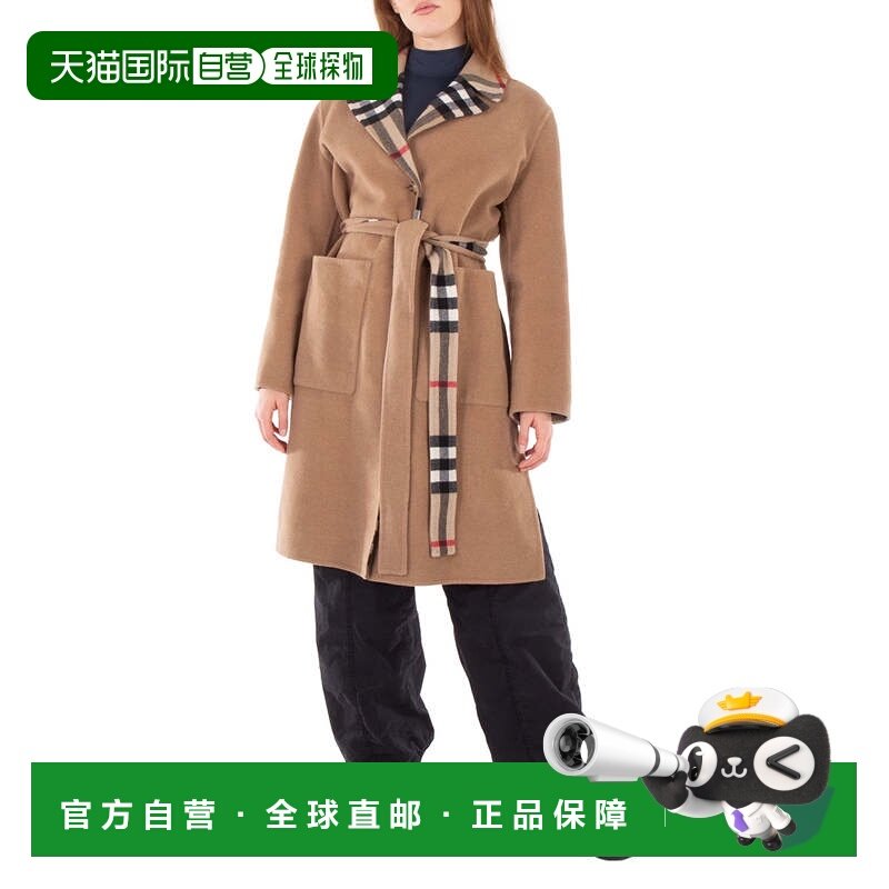 自营 Burberry双面腰带羊毛大衣-米色chk 美国奥莱直发博柏利,女装/女士精品,短外套,淘宝优惠券,粉丝福利购,淘宝优惠卷