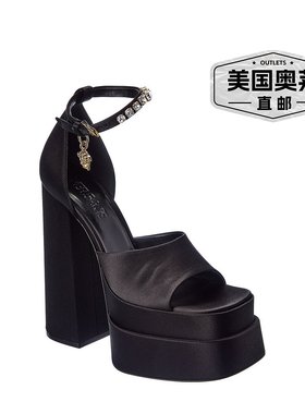 自营Versace Aevitas 真丝厚底凉鞋 - 黑色 美国奥莱直发高跟单鞋
