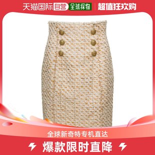 香港直邮潮奢 女士Balmain 高腰粗花呢半身裙 Balmain