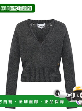 1h可退 香港直邮GANNI 甘尼 女士 V領套頭衫 K2629 grey灰色 舒适