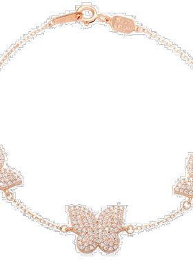 自营 Suzy Levian 玫瑰纯银方晶锆石蝴蝶手链 - 粉红色 美国奥莱