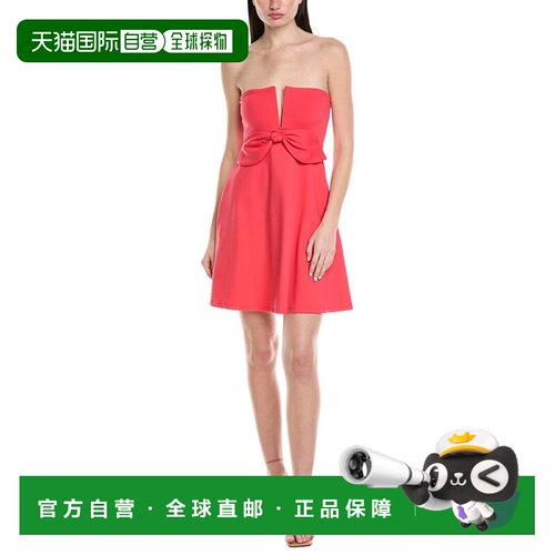 自营susana monaco Bow V-Wire Mini Dress - pink 美国奥莱直发