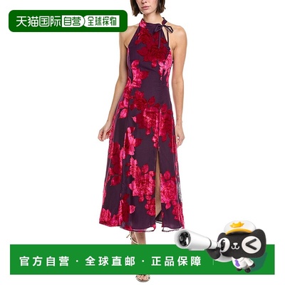 自营Hutch Mari Velvet Burnout Midi Dress - pink 美国奥莱直发