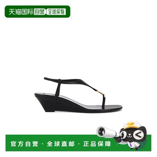 香港直邮潮奢 女士 Saint 圣罗兰 徽标图案坡跟凉 Laurent 1h可退