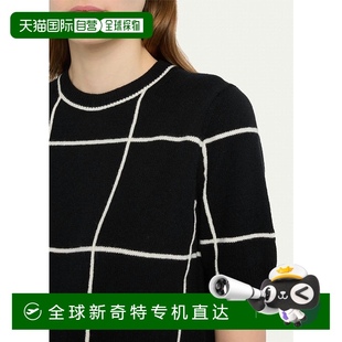 lafayette 套头衫 自营 148羊绒格子Intarsia短袖 黑色 白色