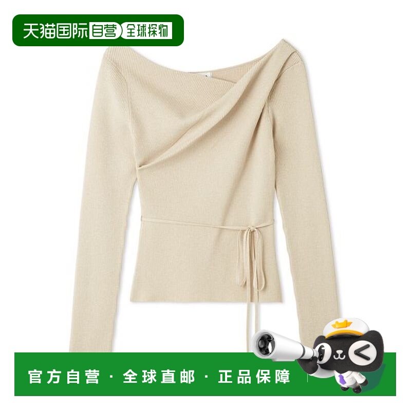 1h可退 日本直邮FRAY I.D 女装 丝混不对称领口垂坠针织衫 半透明,男装,针织衫/毛衣,淘宝优惠券,粉丝福利购,淘宝优惠卷