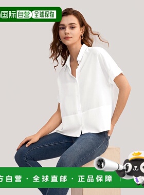 自营lilysilkCasual Short Sleeves Loose Silk Shirt for Women