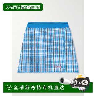 香港直邮潮奢 玛尼 1h可退 Marni 格纹弹性针织迷你半身 女士 裹式