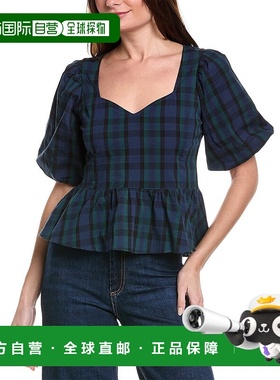 自营 Sail to Sable 泡泡袖荷叶边上衣 - 绿色 美国奥莱直发