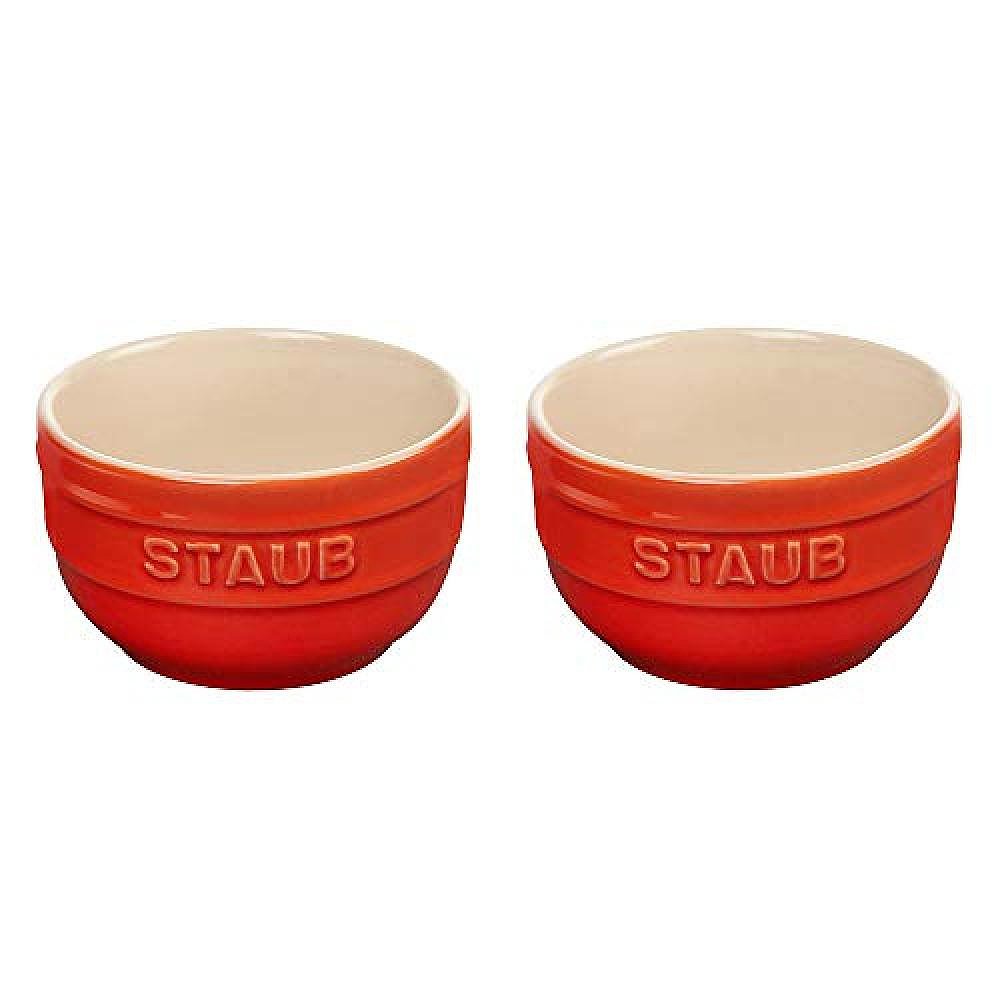 日本直邮Staub珐琅 陶瓷碗2件套 8cm 橘色Ramekin set 40511-138