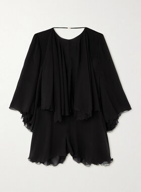 Saint Laurent 圣罗兰 女士 平纹绉纱露背连衫裤 817868Y115W