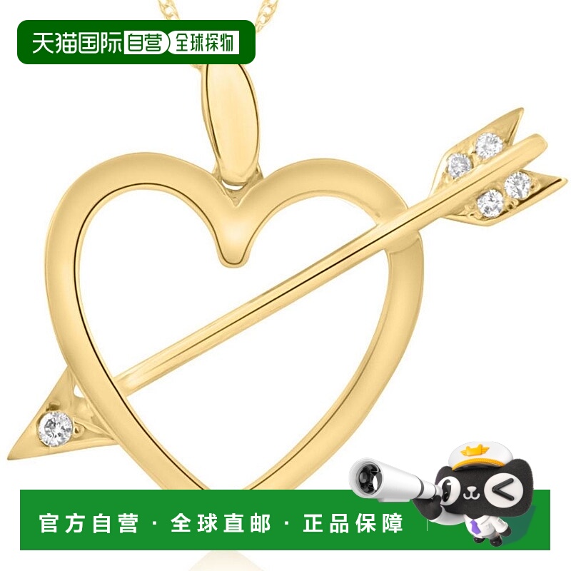 自营 pompeii314k 心与箭钻石吊坠项链 1 英寸高 - 黄金 美国奥莱