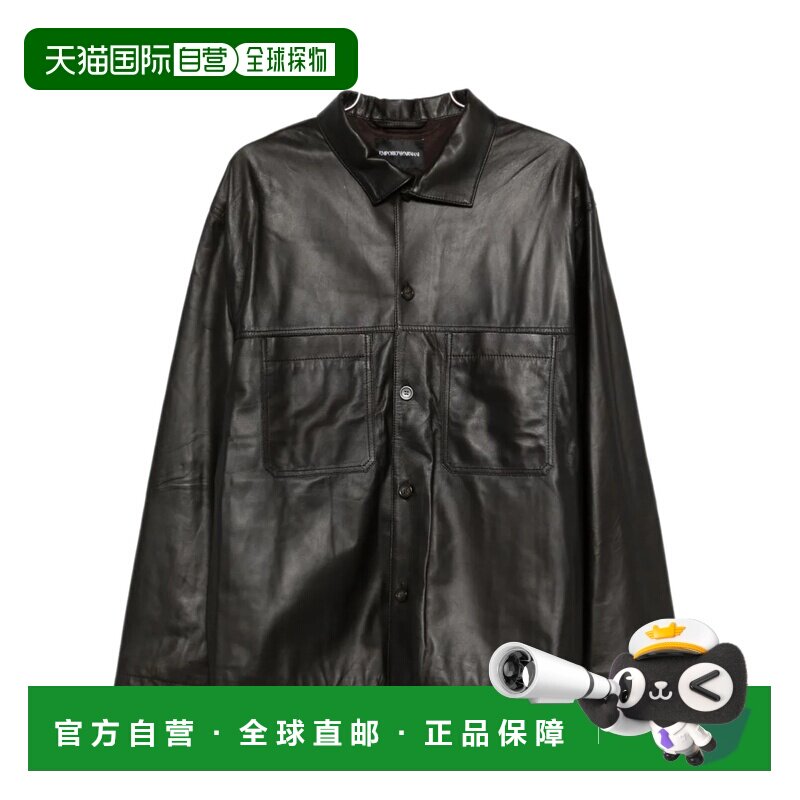 1h可退 香港直邮Emporio Armani 长袖皮夹克 EM004729AF22948皮衣