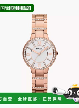 自营Fossil Virginia Women's Three-Hand Day-Date, Rose Gold-T