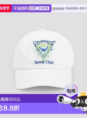 1h可退 香港直邮Casablanca 男士 FLAMING 白色网球棉帽子 ASP26H