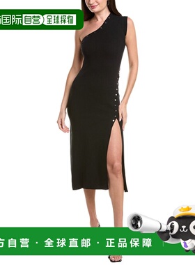 自营Adrianna Papell One Shoulder Knit Dress - black 美国奥莱
