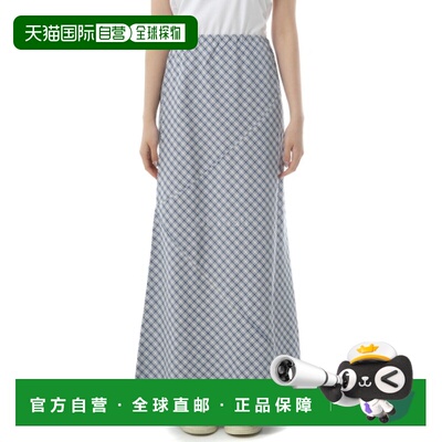 韩国直邮Baserange女士蓝格纹长裙棉质休闲（SSLA-OC-SP26）