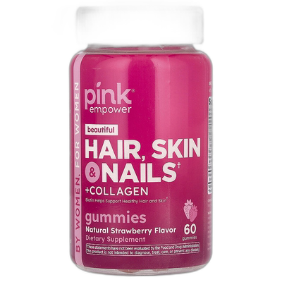 香港直邮Pink,Beautiful Hair, Skin & Nails，含胶原蛋白，天然6