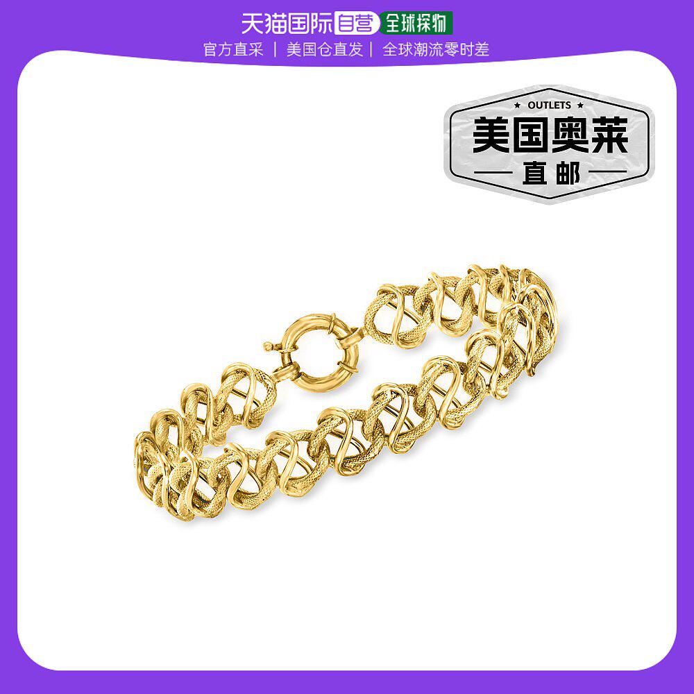 ross-simons 14kt 黄金无限和椭圆链手链 - 7 英寸 【美国奥莱】