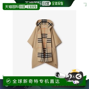 歐洲直郵BURBERRY 流行穿搭 巴寶莉雙面格紋羊絨斗篷正品 博柏利