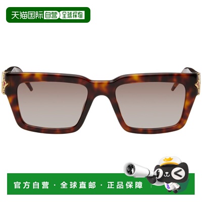 1h可退 香港直邮Casablanca 男士 棕色 Monogram Plaque 太阳镜 A