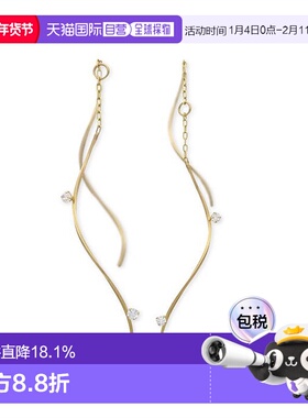日本直邮wisp耳钉女士10K金色锆石流苏耳线潮流百搭休闲宝石小众