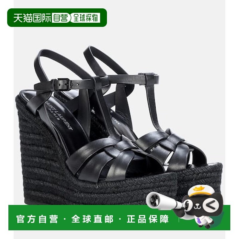 香港直邮Saint Laurent 圣罗兰 女士 Tribute 130 皮质麻底鞋凉鞋,女鞋,时装凉鞋,淘宝优惠券,粉丝福利购,淘宝优惠卷