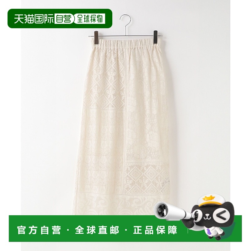 1h可退 日本直邮LOWRYS FARM女士拼接蕾丝半身裙 花卉图案 紧身款