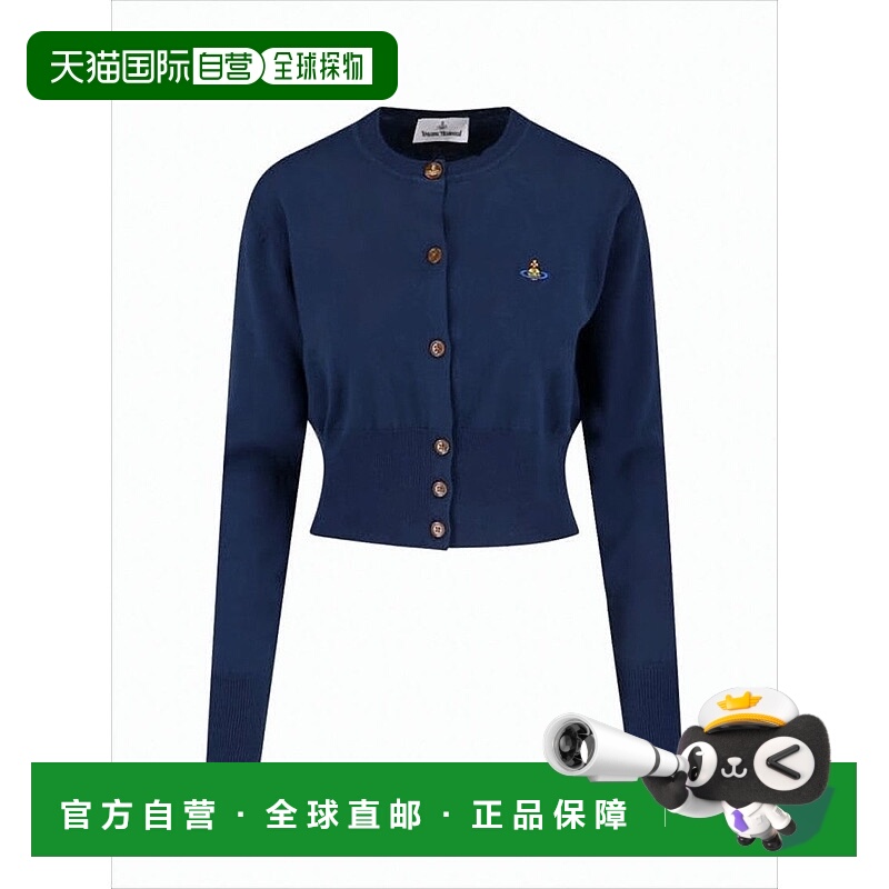 自营vivienne westwoodDeep Navy Cropped Cardigan With Button-
