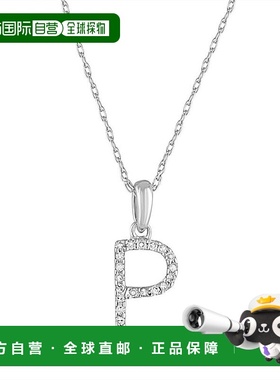 自营 sabrina14k 白金和钻石初始项链 - 白色 p 美国奥莱直发吊坠