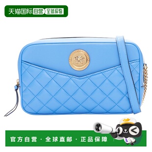 自营VERSACE blue lambskin leather quilted gold Medusa chain