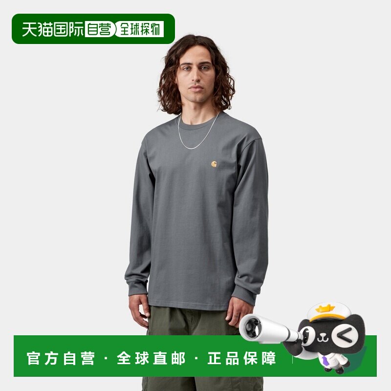 自营欧洲直邮Carhartt WIP Chase男士炭灰色/金色棉质长袖T恤图片